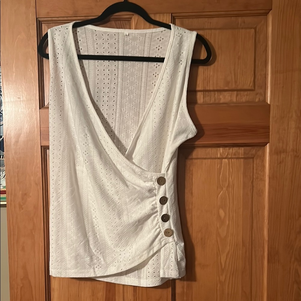 Elegant White Sleeveless Wrap Top